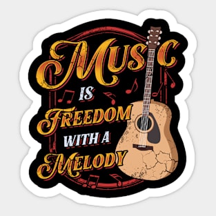 Music Is Freedom Musician Guitar Guitarist Gift Sticker